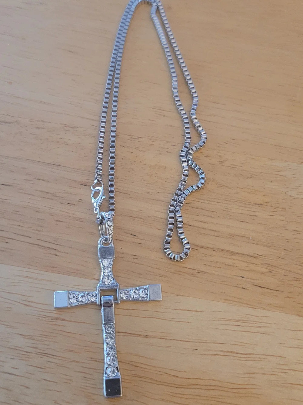 Silver Crystal Cross Pendant Necklace - Elegant Jewelry